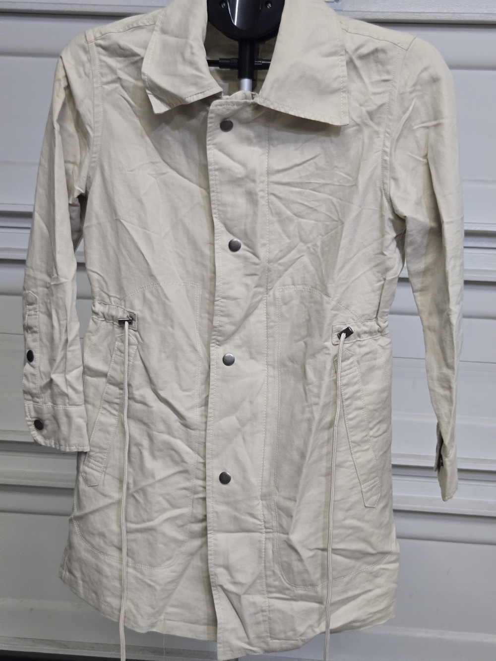 Cabi Light Cream Drawstring Trench Coat - Women's Casual Jacket